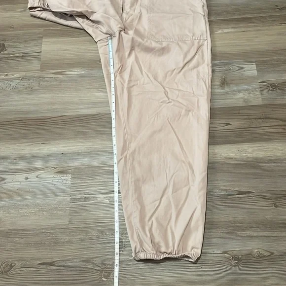 Aerie Tan Softest Utility Jumpsuit One Piece Ruffle Edge Button up Size L - Picture 6 of 10